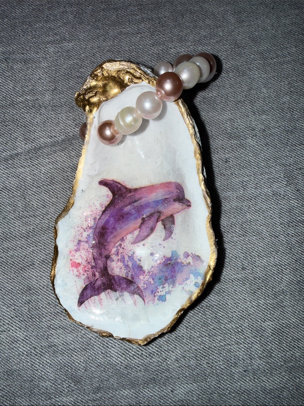 Handmade Oyster Shell Ornament Decoupage